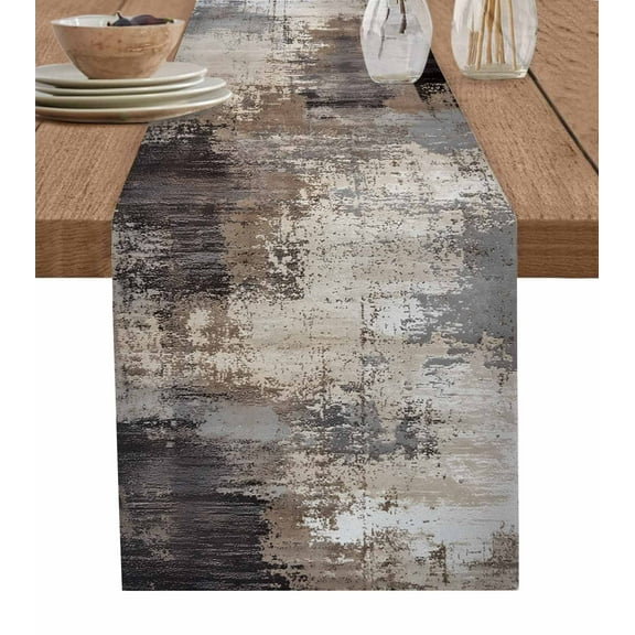 Table Runner Abstract Brown Orange Table Decoration for Kitchen Dinning Oil Painting Table Decoration for Indoor Outdoor Party Wedding Decor 13x90inch