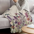 thumbnail image 3 of Purple Flowers Blanket Soft Cozy Warm Twin Blanket for Bed, Plush Fuzzy Flannel Fleece Blankets for Sofa, Spring Butterflies Lavender Daisy Beige Throw Blankets for Couch, Gifts for Men, 60"x80", 3 of 9