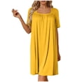 thumbnail image 2 of Naittoop Womens Nightgown Square Collar Short Sleeve Nightdress Solid Color Comfort Loose Loungewear, 2 of 5