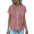 thumbnail image 1 of Camisa de Manga Corta con Cuello en V para las Mujeres, Blusa de Verano Elegante Y de Moda en Poliéster Suave Ligero, 1 of 6