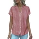 thumbnail image 1 of Camisa de Manga Corta con Cuello en V para las Mujeres, Blusa de Verano Elegante Y de Moda en Poliéster Suave Ligero, 1 of 6