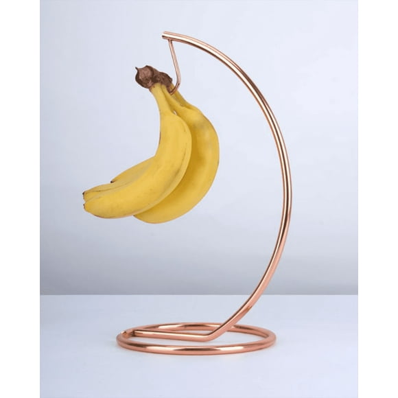 Banana Holder with Round Base, Banana Hook, Fruit Storage, Bananas, Grapes, Chrome Plated Iron,