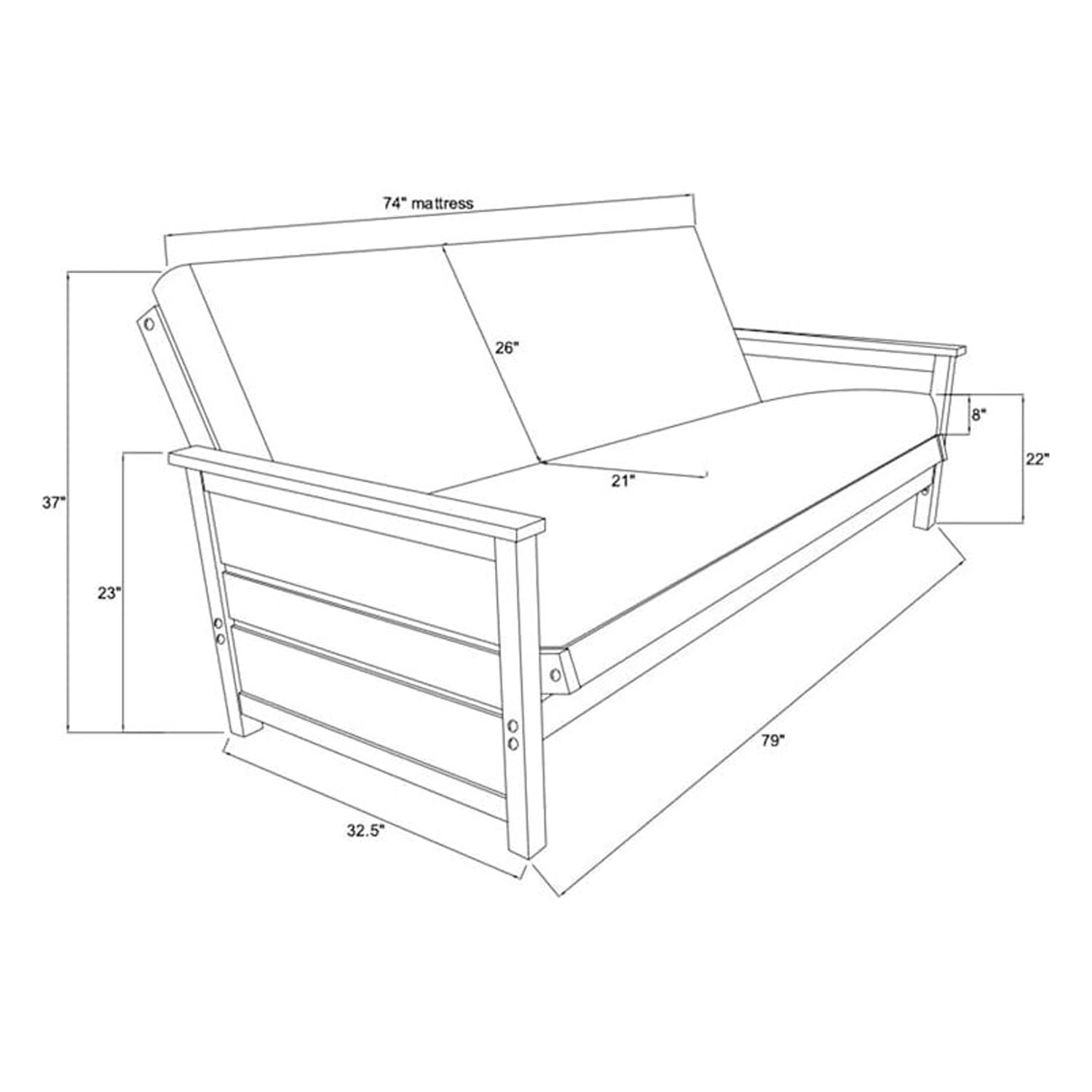 Kodiak Furniture Lexington Storage Futon in Weathered White w/ Gray Mattress
