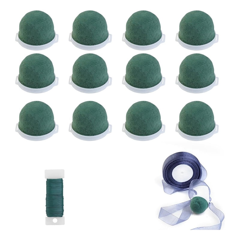 36 Pcs Mini Round Floral Foam Holder,Green Dry and Wet Florist Flower Block Craft Arrangement Supplies for Wine Bottle