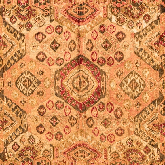 Ahgly Company Indoor Square Abstract Orange Modern Area Rugs, 8' Square