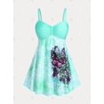 thumbnail image 2 of Tankini con Estampado de Mariposa en Talla Extra Rosegal Camisetas tallas grandes, 2 of 5