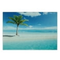 thumbnail image 3 of Ocean Cutting Board, Idyllic Scenery Seashore Picture Sun Rays View with Palm Tree Tropical Beach, Decorative Tempered Glass Cutting and Serving Board, Small Size, Aqua White Green, by Ambesonne, 3 of 5