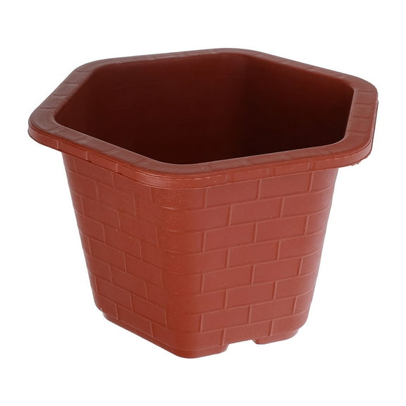 LABSERRON Plant Nursery Pots Hexagon Planter Pot Modern Garden Style Dark Red Plastic 1Pcs 12.2x12.2x9in