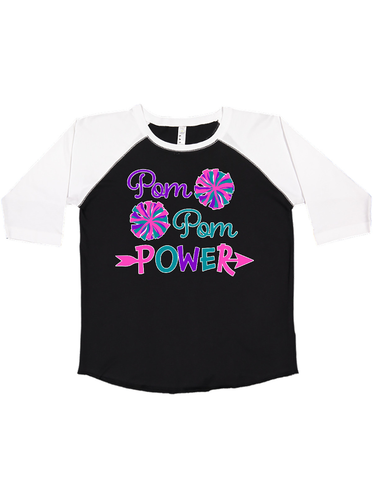 1203px x 1604px - Inktastic Pom Pom Power- cheerleader Teen Short Sleeve T-Shirt Unisex Black  and White L - Walmart.com