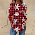 thumbnail image 2 of Christmas Gifts Graphic Sweatshirts for Women Long Sleeve Stylish Round Neck Solid Color Party Plus Size Tops(Dark Red,L), 2 of 5