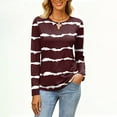 thumbnail image 5 of Women's Casual Round Neck Pullover Long Sleeve T-Shirt Top with Stylish Striped Print Pattern, Trendy and Soft Basic Tee for Casual Outfits and Lounge Wear,Wine,2XL, 5 of 6