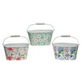 thumbnail image 1 of IH Casa Decor Floral Metal Oval Planter With Handle Asstd - Set of 3, 1 of 3