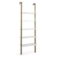 thumbnail image 1 of Gymax 5-Tier Ladder Shelf Wood Wall Mounted Display Bookshelf Metal Frame Bronze, 1 of 10