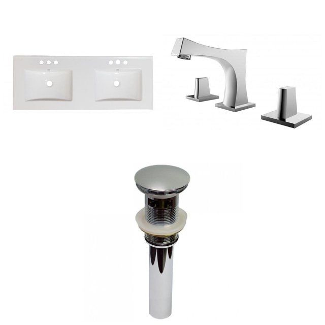 American Imaginations 48-in. W 3H8-in. Ceramic Top Set In White Color - Overflow Drain Incl. AI-31682