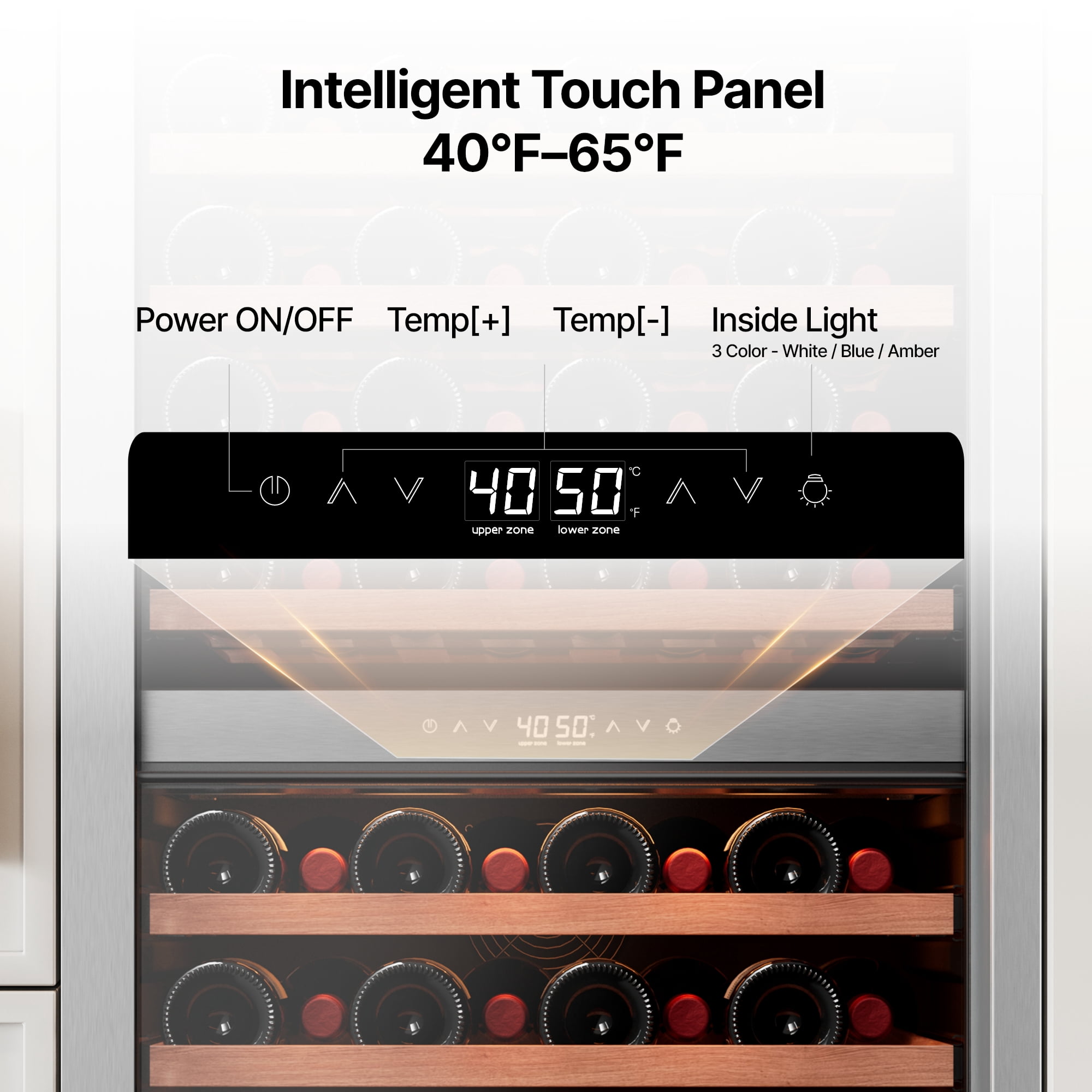 Ca'Lefort Wine and Beverage Fridge, 24 inch Dual Zone 40 Bottle + 112 Can Tall Beverage Fridge for Home/Bar, Freestanding & Built-In