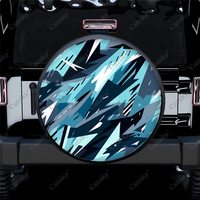 uflage Pattern With Lightnings Polyester Universal Spare Wheel Tire Cover Wheel Covers for Trailer RV SUV Truck Camper