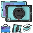 thumbnail image 5 of Lenovo Tab M10 HD 2nd Gen 10.1 Inch 2020 Case TB-X306F / TB-X306X with Pencil Holder + Built-in Kickstand + 360° Rotating Handle + Screen Protector Film, 3 Layer Rugged Heavy Duty Case, Mint+Black, 5 of 9