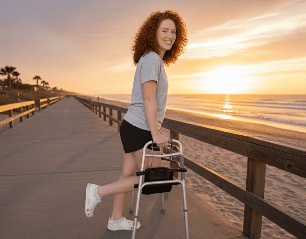 Rehabilitation Advantage Walker Knee & Leg Support Brace for Adults, Black