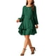 thumbnail image 4 of Vestidos de Otoño para Mujeres INSPIRE CHIC con Cuello Redondo, Manga Larga, Cintura con Cinta, Volantes, Mini, Estilo Skater, Talla XL, Verde Oscuro, 4 of 5