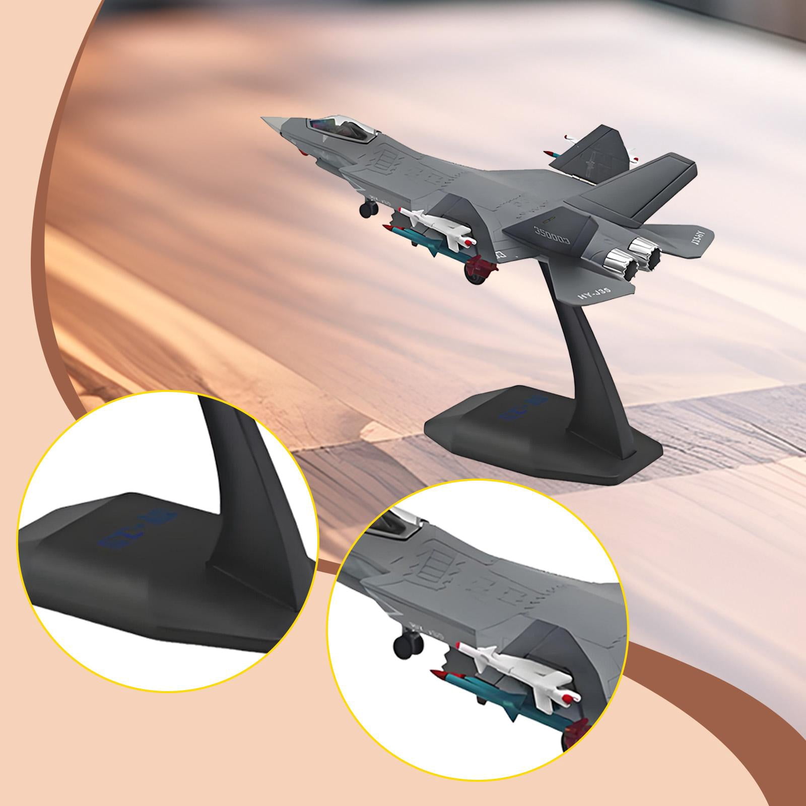 Diecast Metal Fighter Jet Model 1/100 Scale J35 Aircraft with Rotatable Wheels for Home Office Decor