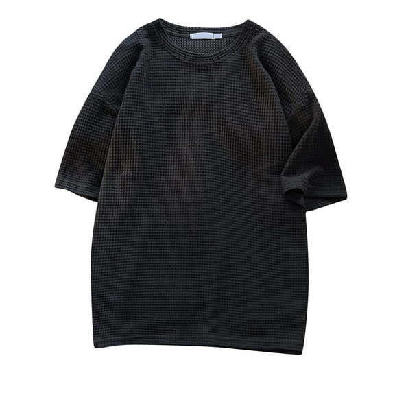 Men's Waffle T Shirts Short Sleeve Tshirts for Men Crewneck Casual Summer Solid Textured Tees