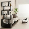 thumbnail image 4 of Costway 6-Tier S-Shaped Bookcase Storage Rack Bookshelf with Cabinet Anti-toppling Devices Black, 4 of 9