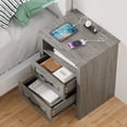 thumbnail image 2 of CHITOOMA 2-Drawer Nightstand with Charging Station, Farmhouse Bedside Table with Open Shelf, Small Wood End Table for Bedroom Living Room, Gray, 2 of 12