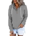 thumbnail image 1 of WZXFASHION Women's Solid Color Fashion Casual Button Drawstring Pocket Long Sleeve Sweater 50% Off Clearance lightweight pullover sweater, 1 of 6