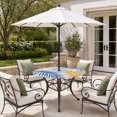 thumbnail image 2 of Round Outdoor Tablecloth with Umbrella Hole and Zipper, Tropical Palm Leaves Tablecloth with Elastic Waterproof, Summer Botanical Boho Watercolor Patio Table Covers for 36" - 44" Picnic Pool Tables, 2 of 9