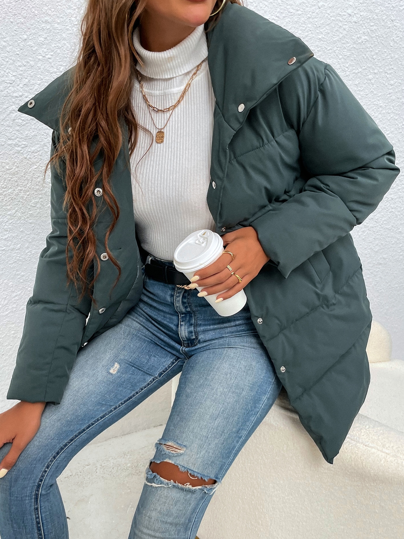 button up puffer coat