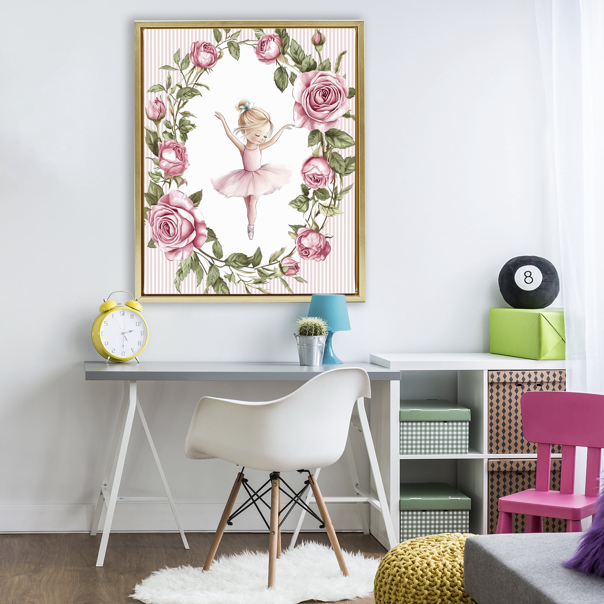 Stupell Industries Little Rose Dance Gold Framed Floater Canvas Wall Art, design by Christine Simpson Art