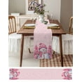 thumbnail image 4 of Table Runner 72 Inches Long for Kitchen Dining, Pink Snowman Christmas Dresser Scarf Farmhouse, Dining Table Decorations for Wedding/Parties, Xmas Tree Winter Snowflake Pink 13 x 72 In, 4 of 9