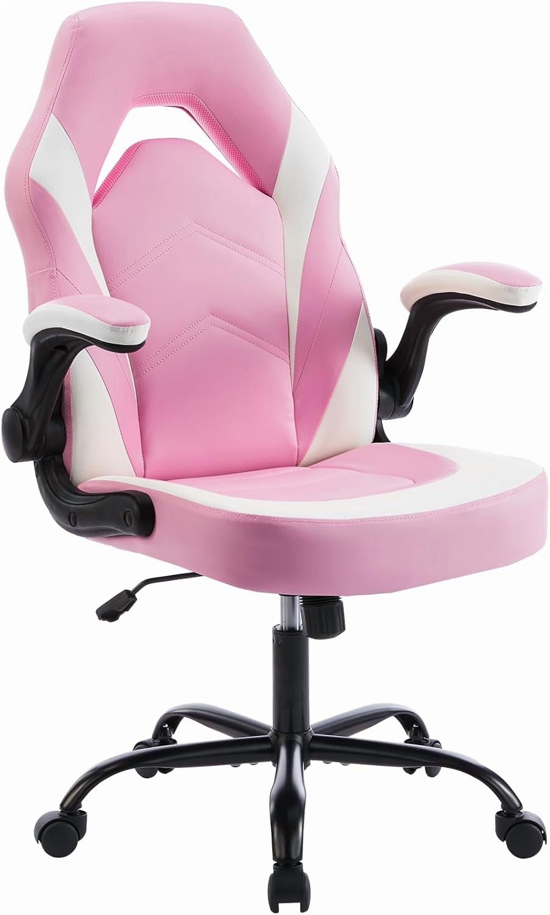 CONCETTA Ergonomic Gaming Desk Chair, PU Leather Adjustable Office Chair for Home or Study, Pink