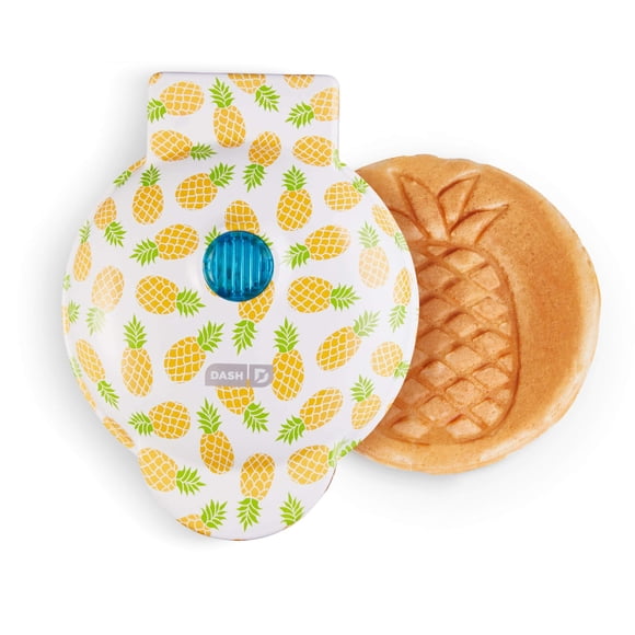DASH Mini Máquina Waflera Diseño de Piña | Waffles 10 cm | Superficie Antiadherente | 350W | Compacta y Ligera | Ideal para: Desayunos, Regalos o Viajar