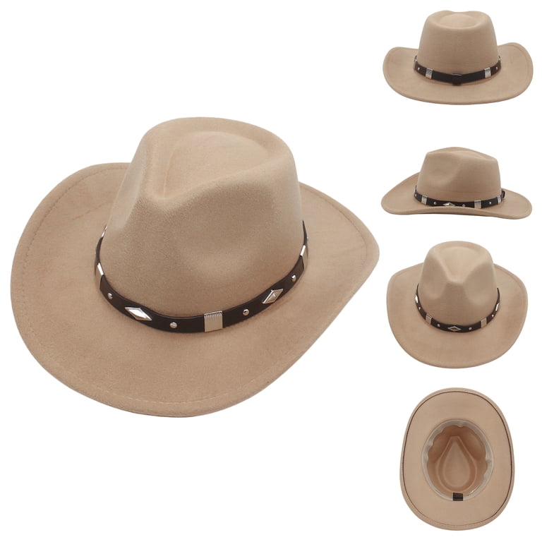D-GROEE Women Men Felt Wide Brim Western Cowboy Hats Belt  display picture 1