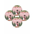 thumbnail image 7 of 15 Inch Round Placemats Set of 4, Pink Christmas Non Slip Heat Insulation PP Table Mats, Xmas Tree Ball Snowflake Winter Gifts Washable Place Mats for Kitchen Dining Party Table Decor, 7 of 7