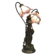 thumbnail image 1 of Belle Double Teinte Florale Vitrail Art Nouveau Style Lampe de Table, 1 of 3