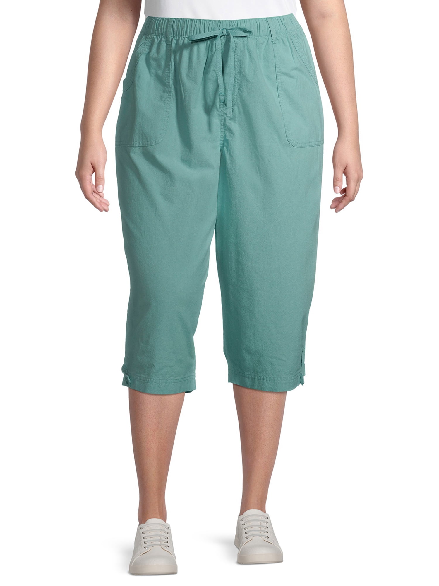 Erika - Erika Women's Plus Size Blair Soft Pull On Capris With Snap Hem - Walmart.com - Walmart.com