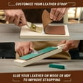 thumbnail image 4 of Leather Strop Kit for Knife Sharpening - Knife Strop Block 20x7.5 cm - Stropping Leather Kit LS2P11 with Green-Gray & White Polishing Compound - Knives Sharpener and Buffing Compounds, 4 of 6