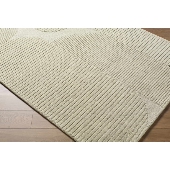 Hauteloom Jesher Wool Living Room, Bedroom Area Rug - Contemporary - Ecru, Sandstone, Ivory - 5' x 7'6"