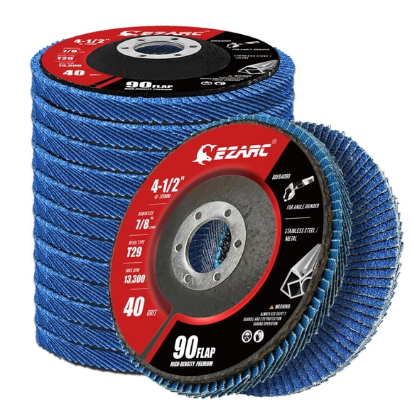 EZARC Flap Discs 40 Grit, 4 1/2 x 7/8-Inch High Density Flap Sanding Disc, Type 29 Zirconia Grinding Wheel for Stainless Steel, Sheet Metal