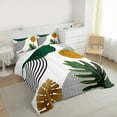 thumbnail image 3 of Manfei Tropical Monstera Leaf Bedding Comforter Set,Modern Geometric Aesthetic Twin Comforter Sets,Black Stripes Lines Bedding Set For Men Women,Microfiber Bedroom Decor Reversible,2 Pieces, 3 of 8