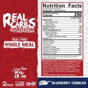5% Nutrition Rich Piana Real Carbs + Protein | Clean Mass Gainer Protein Powder | Real Food Carbohydrate Fuel for Pre Workout/Post-Workout Recovery Meal | 2.89 lb, 20 Srvgs (Blueberry Cobbler)