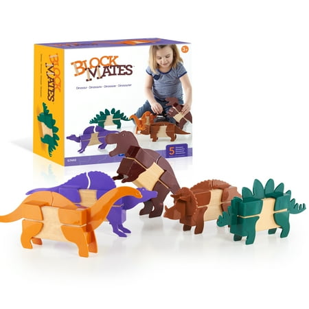 Guidecraft Block Mates - Dinosaurs Building Kit 20 Pieces, Kids Creative Learning Toys, Preschool Building Block