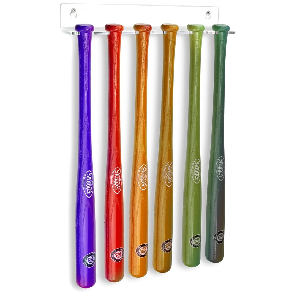 6 Mini Baseball Bats Display Vertical Clear Acrylic Wall Mount (A066A