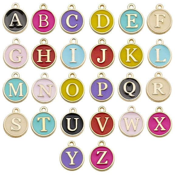 Gierzijia 26 Pieces Colorful A-Z Alphabet Letter Jewelry Making Charms for Earring Necklace Bracelet Jewelry Making
