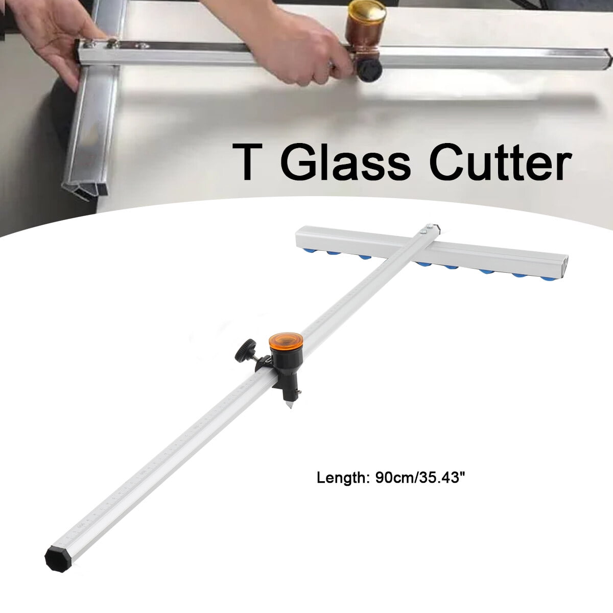 TABODD 35 inch/90cm Oil Glass T-Cutter Dual Scale High Quality Speed Glass Strip Cutting