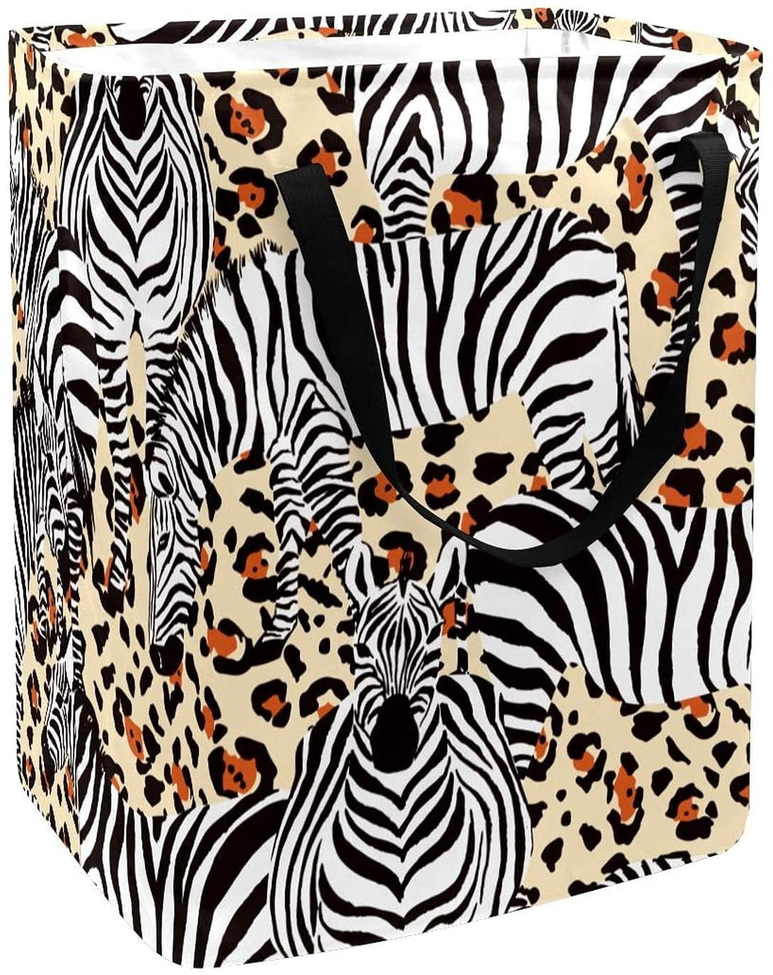Safari Animal Storage Bin - Waterproof Oxford Fabric Laundry Hamper & Toy Organizer, Elephant Zebra Leopard Print - View #5