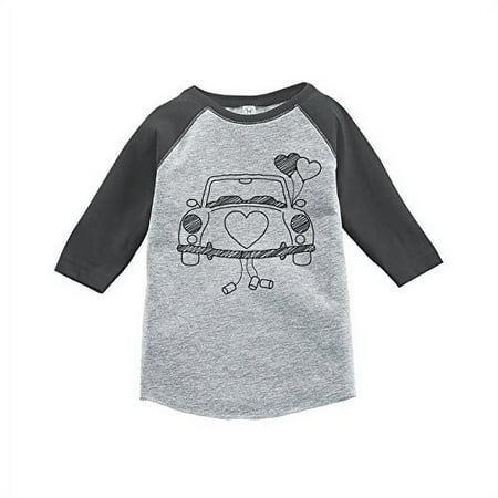 

7 ate 9 Apparel Girl s Wedding Car Grey Baseball Tee