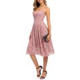 thumbnail image 2 of Genuiskids Women's Vintage A-Line Dress Sexy Lace Floral Spaghetti Straps Midi Dress Sling Sleeveless V-Neck Knee-Length Elegant Formal Cocktail Party Dresses, 2 of 7